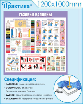 C41 Стенд газовые баллоны (1000х1000 мм, пластик ПВХ 3 мм, Прямая печать на пластик) - Стенды - Тематические стенды - Строительный магазин