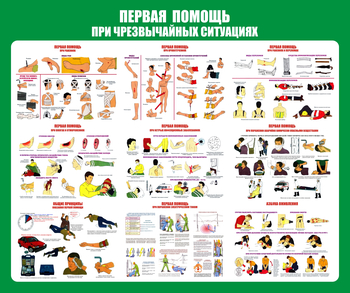 С20-1 Стенд Оказание первой помощи при ЧС (670х800 мм, пластик ПВХ 3 мм, Прямая печать на пластик) - Стенды - Стенды по первой медицинской помощи - Строительный магазин