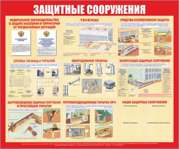 С58 Стенд защитные сооружения (1200х1000 мм, 3 мм, Прямая печать на пластик) - Стенды - Стенды по гражданской обороне и чрезвычайным ситуациям - Строительный магазин