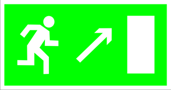 E05 направление к эвакуационному выходу направо вверх (пленка, 300х150 мм) - Знаки безопасности - Эвакуационные знаки - Строительный магазин