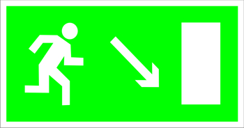 E07 направление к эвакуационному выходу направо вниз (пленка, 300х150 мм) - Знаки безопасности - Эвакуационные знаки - Строительный магазин
