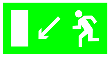 E08 направление к эвакуационному выходу налево вниз (пленка, 300х150 мм) - Знаки безопасности - Эвакуационные знаки - Строительный магазин