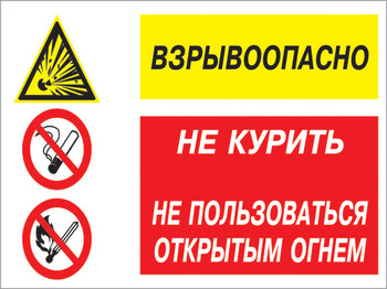 Кз 52 взрывоопасно - не курить, не пользоваться открытым огнем. (пленка, 400х300 мм) - Знаки безопасности - Комбинированные знаки безопасности - Строительный магазин