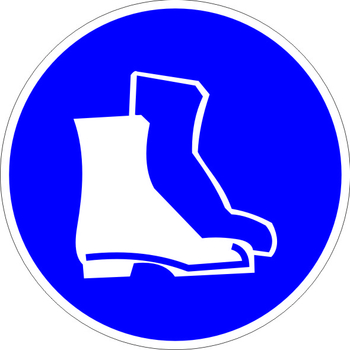 M05 работать в защитной обуви (пленка, 200х200 мм) - Знаки безопасности - Предписывающие знаки - Строительный магазин
