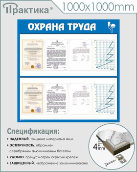 С05 Стенд охрана труда (1000х1000 мм, пластик ПВХ 3 мм, алюминиевый багет серебряного цвета) - Стенды - Стенды по охране труда - Строительный магазин