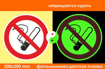 P01 запрещается курить (фотолюминесцентная пленка, 200х200 мм) - Знаки безопасности - Фотолюминесцентные знаки - Строительный магазин