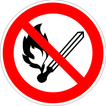 P02 запрещается пользоваться открытым огнем и курить (пластик, 200х200 мм) - Знаки безопасности - Запрещающие знаки - Строительный магазин
