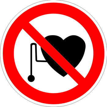 P11 запрещается работа (присутствие) людей со стимуляторами сердечной деятельности (пластик, 200х200 мм) - Знаки безопасности - Запрещающие знаки - Строительный магазин
