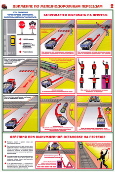 ПС49 Движение по железнодорожным переездам (ламинированная бумага, А2, 2 листа) - Плакаты - Автотранспорт - Строительный магазин
