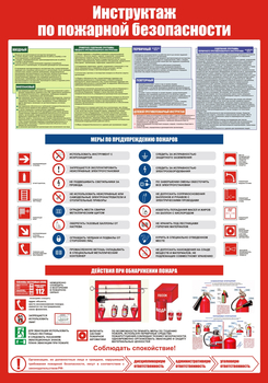 С148 Инструктаж по пожарной безопасности (700х1000 мм, пластик ПВХ 3мм, Прямая печать на пластик)  - Стенды - Стенды по пожарной безопасности - Строительный магазин