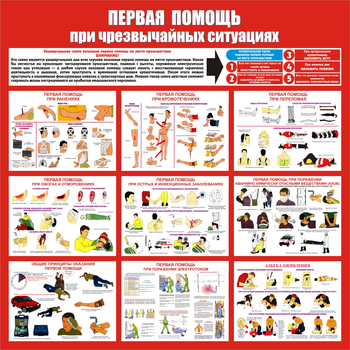 С20 Стенд первая помощь (при чрезвычайных ситуациях) (1000х1000 мм, пластик ПВХ 3мм, Прямая печать на пластик) - Стенды - Стенды по первой медицинской помощи - Строительный магазин