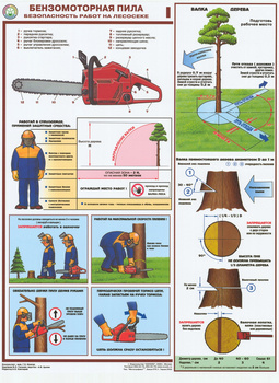ПС25 Бензомоторная пила. безопасность работ на лесосеке (ламинированная бумага, А2, 3 листа) - Плакаты - Безопасность труда - Строительный магазин