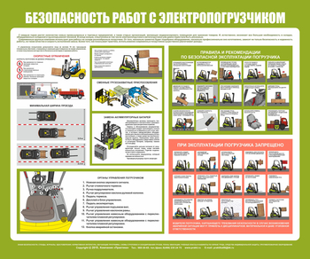 С132 безопасность работ с электропогрузчиком (1000х1200 мм, пластик ПВХ 3мм, Прямая печать на пластик) - Стенды - Охрана труда на складе - Строительный магазин