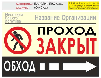 Информационный щит "обход справа" (пластик, 60х40 см) t08 - Охрана труда на строительных площадках - Информационные щиты - Строительный магазин