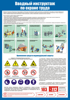 С152 Вводный инструктаж по охране труда (700х1000 мм, пластик ПВХ 3мм, Прямая печать на пластик)  - Стенды - Стенды по охране труда - Строительный магазин