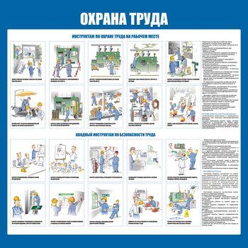 С152-3 Охрана труда. Инструктажи вводный, на рабочем месте (1000х1000 мм, пластик ПВХ 3мм, Прямая печать на пластик)  - Стенды - Стенды по охране труда - Строительный магазин