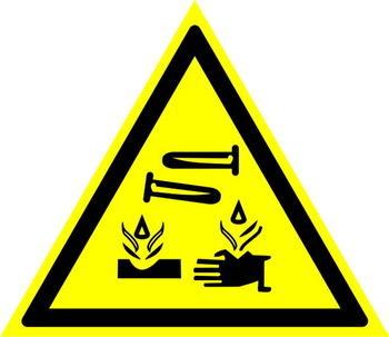 W04 опасно! едкие и коррозионные вещества (пластик, сторона 200 мм) - Знаки безопасности - Предупреждающие знаки - Строительный магазин