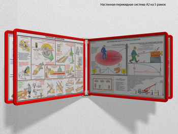 Настенная перекидная система а2 на 5 рамок (красная) - Перекидные системы для плакатов, карманы и рамки - Настенные перекидные системы - Строительный магазин